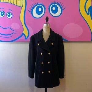 Yves Saint Laurent Encore Black Wool Pea Coat